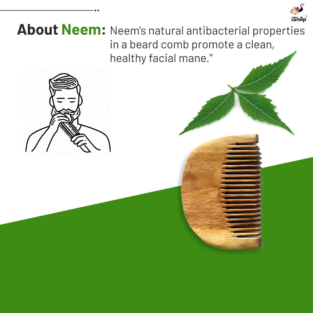Neem Wood Beard Comb - 4"