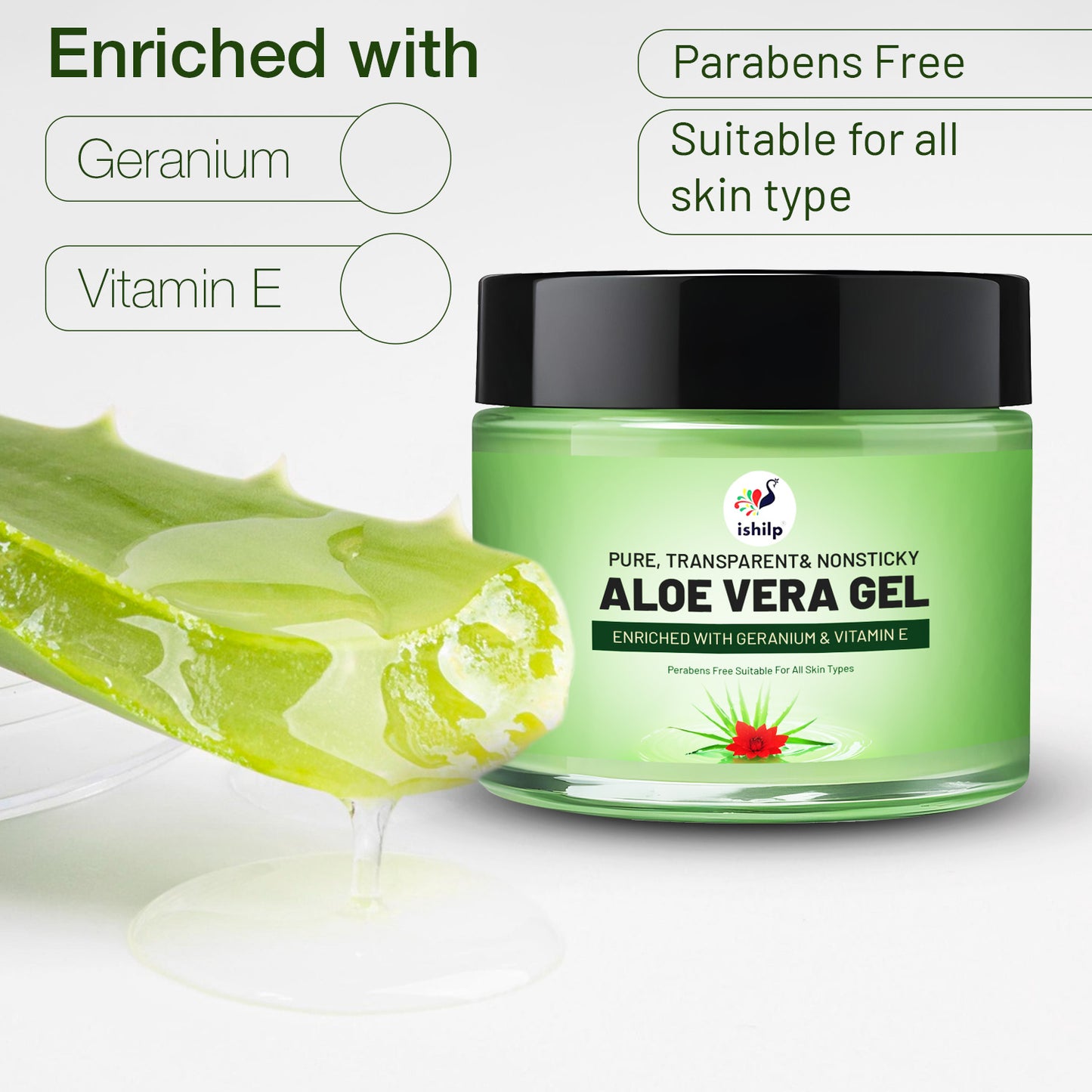 Aloevera Gel ( Enriched with geranium extract and Vitamin-E)