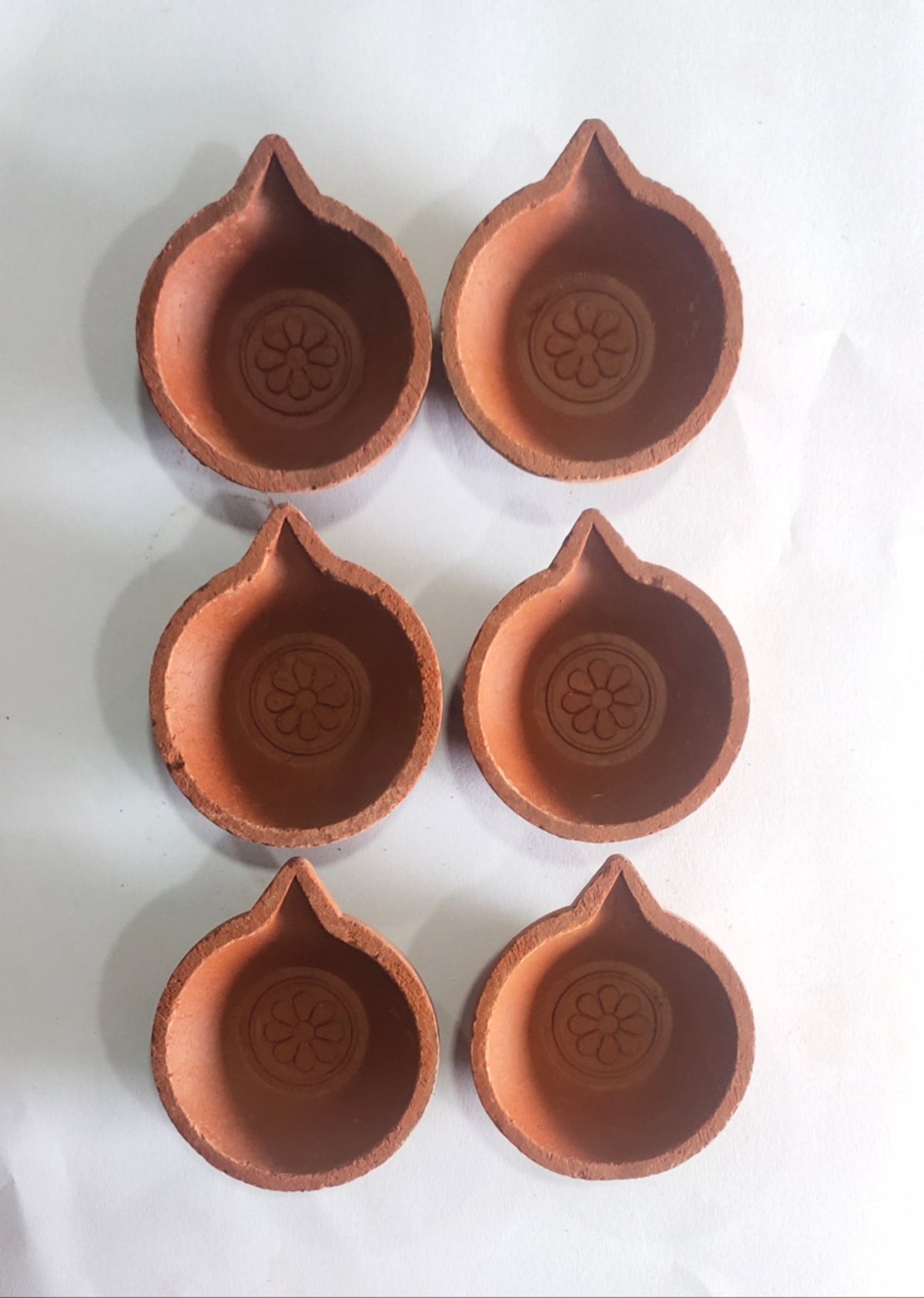 Diwali Plain Diyas Set Of 6 - Pack Of 2 (medium size)