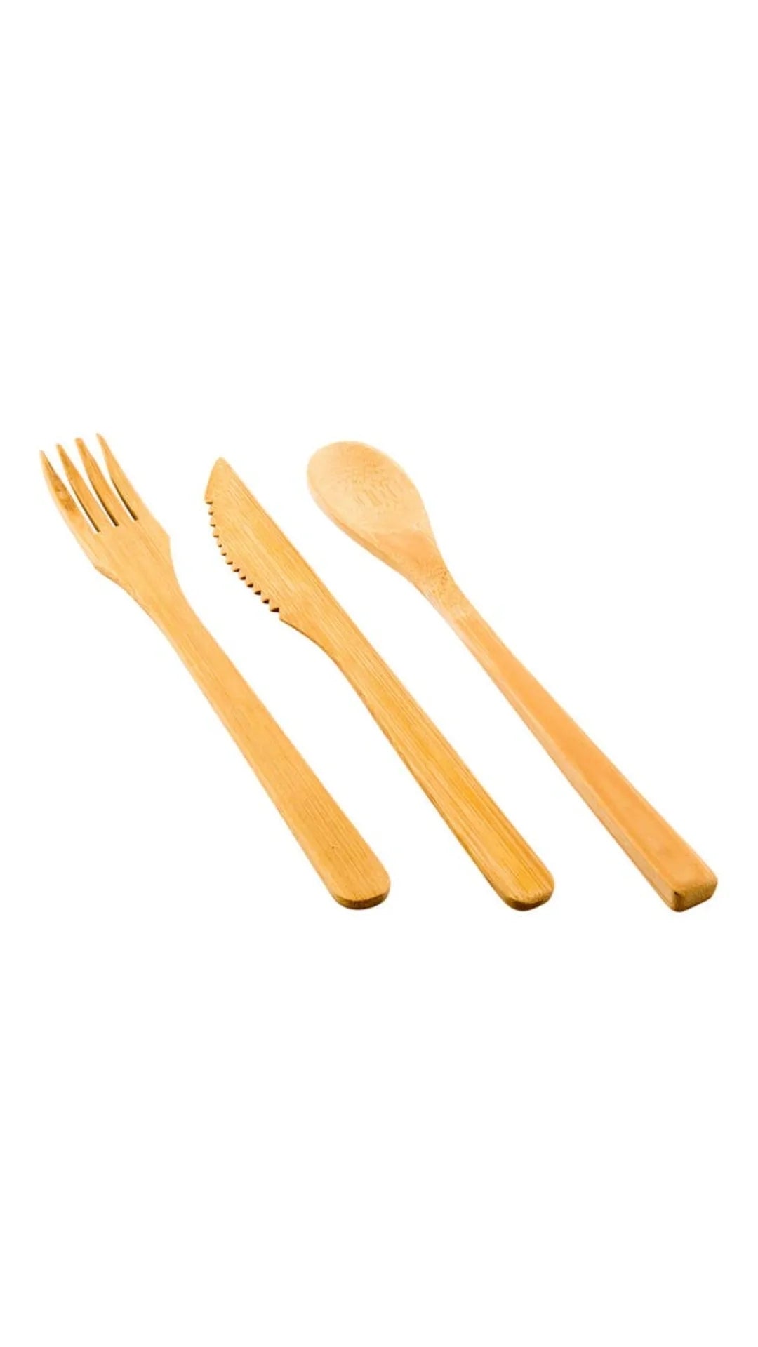 iSHILP Natural Bamboo Cutlery (Spoon,Fork,knife) - Set of 2