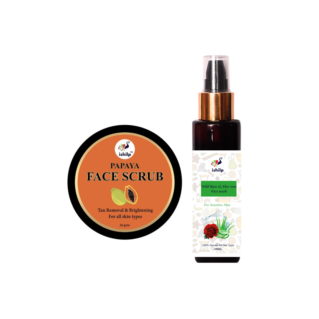 Papaya Face Scrub & Rose n Aleo Vera Face Wash ,Flat 10% Off