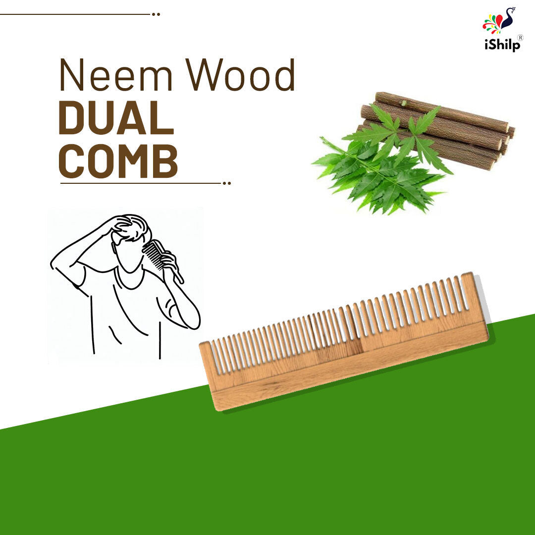 Neem Wood Comb - 7.5" Dual Comb
