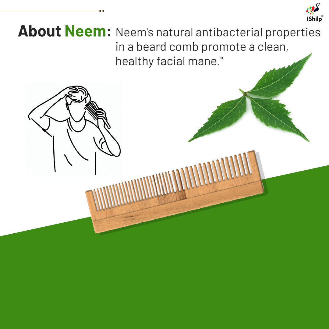 Neem Wood Comb - 7.5" Dual Comb