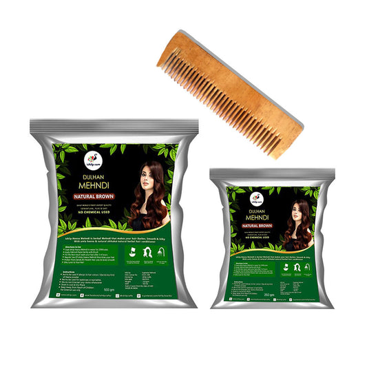 Natural Brown Mehndi 500GRM + 250GRM Combo With Neem Comb (Flat 10% Off)